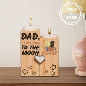 Wooden Heart Candle Holder - Dachshund - To My DogFather - Dad, I Love You To The Moon & Back - Ghb18003