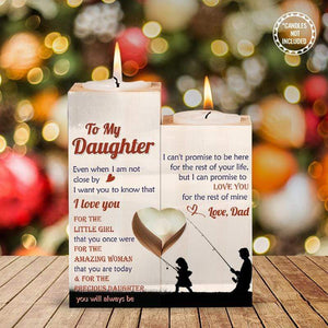Wooden Heart Candle Holder - Fishing - To My Daughter - From Dad - For The Precious Daughter - Ghb17009