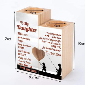Wooden Heart Candle Holder - Fishing - To My Daughter - From Dad - Never Forget Your Way Back Home - Ghb17008