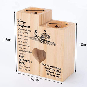 Wooden Heart Candle Holder - To My Boyfriend - You Are The Greatest Pick - Ghb12002