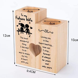 Wooden Heart Candle Holder - To My Future Wife - Forever And Always Be Yours - Ghb25012