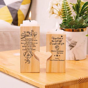 Wooden Heart Candle Holder - To My Future Wife - Sometimes It’s Hard To Find The Words - Ghb25016