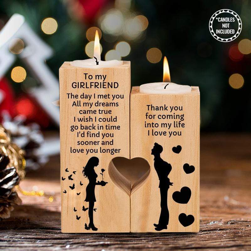 Wooden Heart Candle Holder - To My Girlfriend - Thank You For Coming Into My Life - Ghb13025