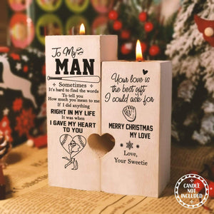 Wooden Heart Candle Holder - To My Man - Sometimes It’s Hard To Find The Words - Ghb26009