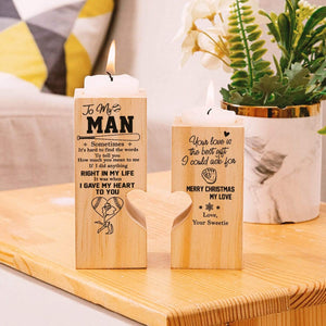 Wooden Heart Candle Holder - To My Man - Sometimes It’s Hard To Find The Words - Ghb26009