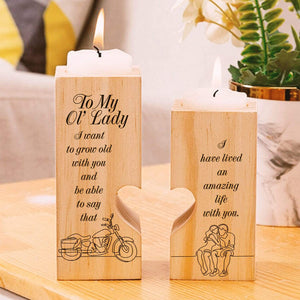 Wooden Heart Candle Holder - To My Ol' Lady - I Want To Grow Old With You - Ghb13027