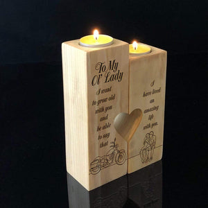 Wooden Heart Candle Holder - To My Ol' Lady - I Want To Grow Old With You - Ghb13027