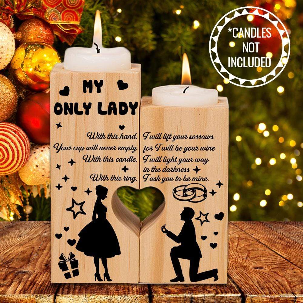 Wooden Heart Candle Holder - To My Only Lady - I Ask You To Be Mine - Ghb13021
