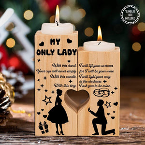 Wooden Heart Candle Holder - To My Only Lady - I Ask You To Be Mine - Ghb13021