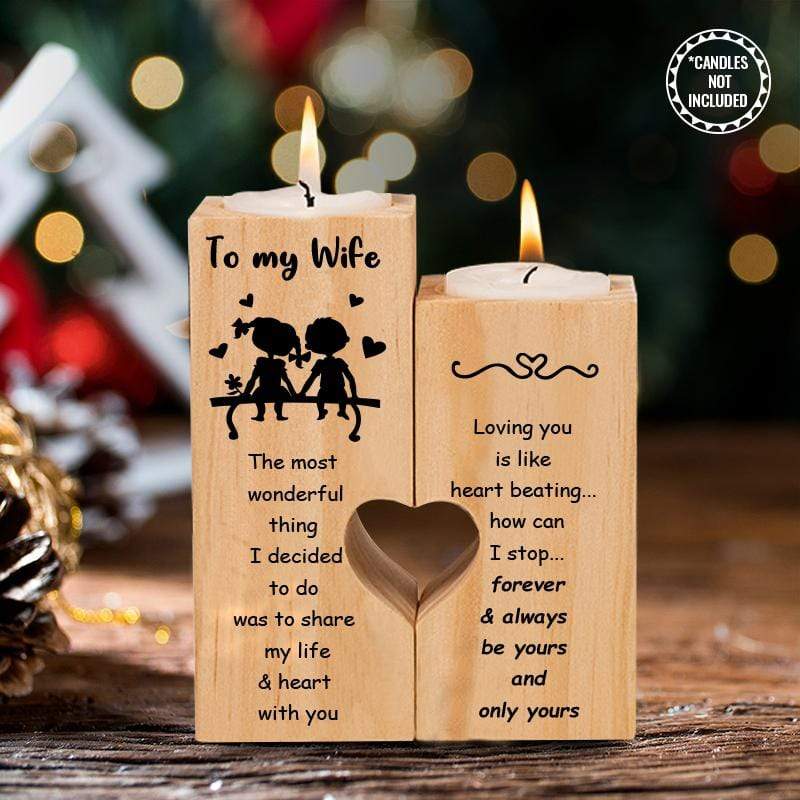 Wooden Heart Candle Holder - To My Wife -  Forever And Always Be Yours - Ghb15018