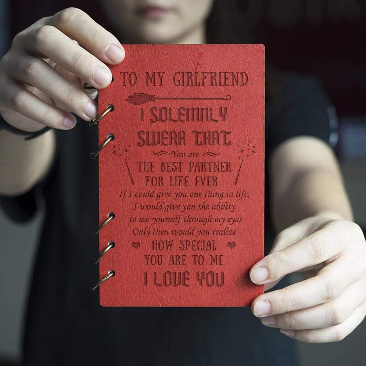 Wooden Notebook - To My Girlfriend - You Are The Best Partner For Life Ever - Gdb13010