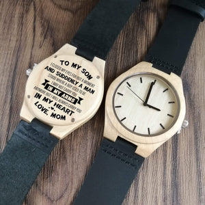 X1806 - To My Son - In My Arms - Love Mom - Wooden Watch